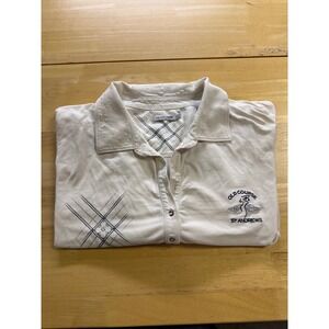 Green Lamb Old Course St Andrews White Golf Polo Shirt Rhinestone Women US 16